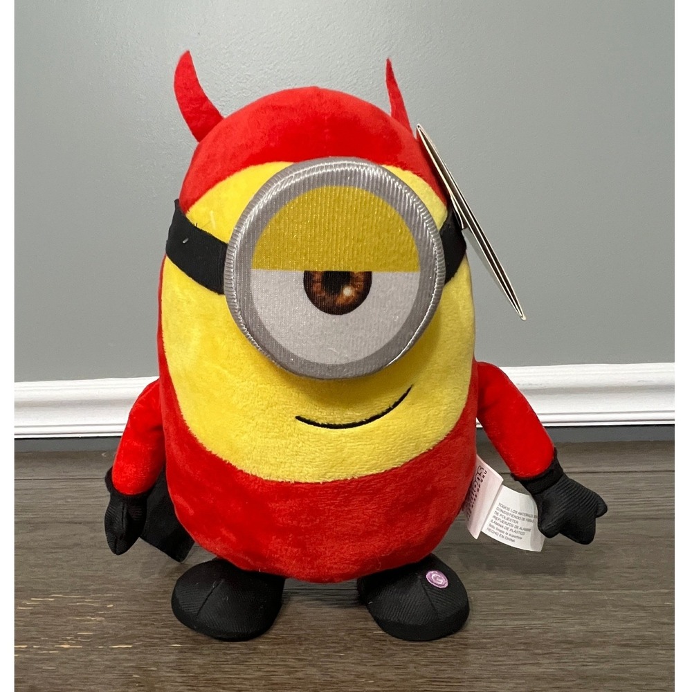 Minions Stuart‎ Red Devil Plush Musical Waddler Doll Gemmy Animated NEW Works
